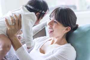 Young mother and baby girl